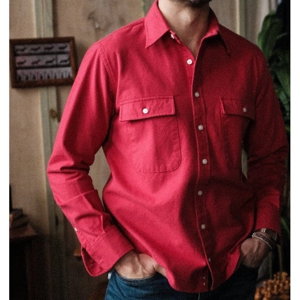 VINTAGE Carhartt Rugged Outdoor Mens XL Chamois Flannel Button Shirt USA 90s Red